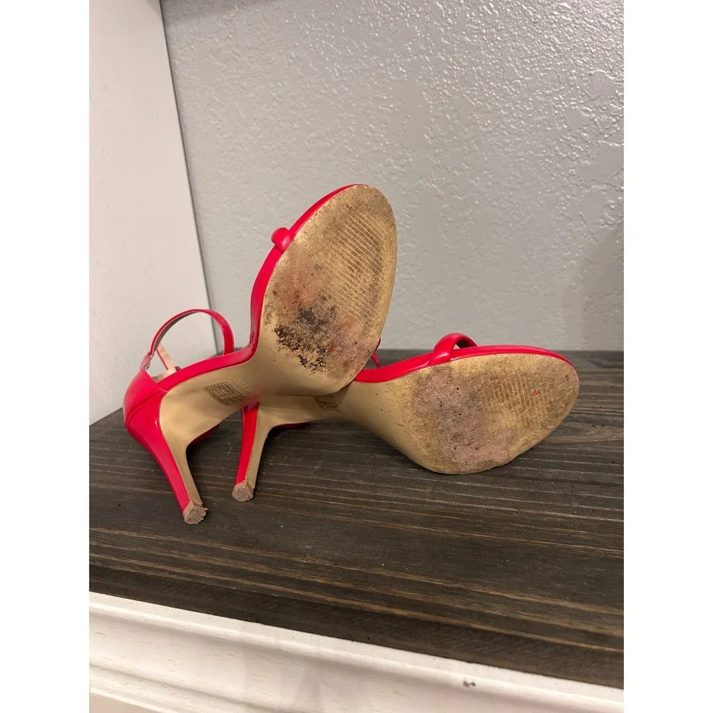 Red Ankle Strap Stiletto Heel Sandals Size 8.5 Sexy Party Date Night